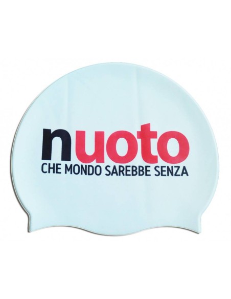 Cuffia Nuoto Piscina Silicone con Scritta: NUOTO! che mondo sarebbe senza?