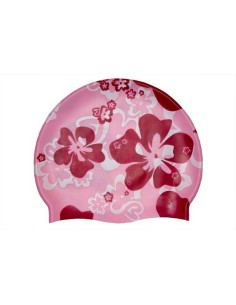 Cuffia rosa in silicone con decorazione fiori 