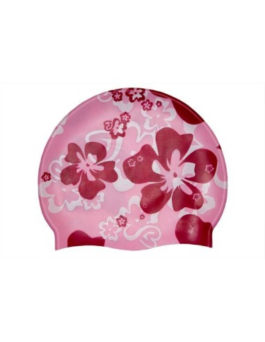 Cuffia rosa in silicone con decorazione fiori 