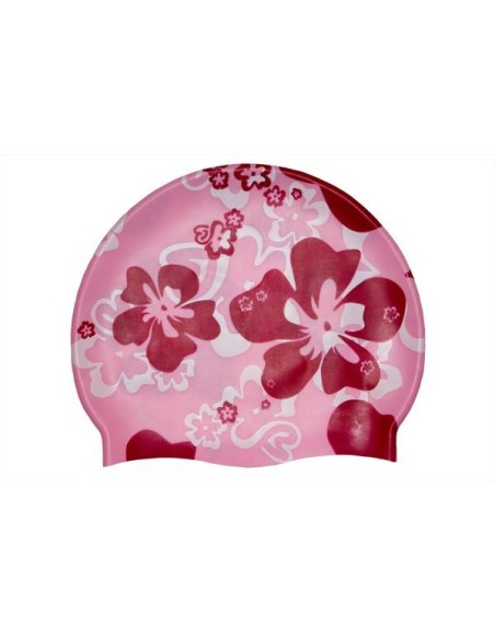 Cuffia rosa in silicone con decorazione fiori 