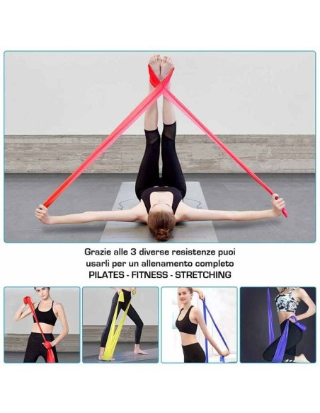 Set 3 Bande Elastiche per esercizi Fitness e Home