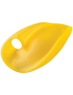 Palette nuoto senza elastico Icarus Project Swimforce gialle, vista frontale con foro per il pollice 2