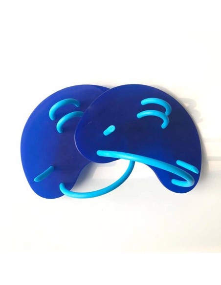 coppia di palette nuoto blu unite dall'elastico in silicone