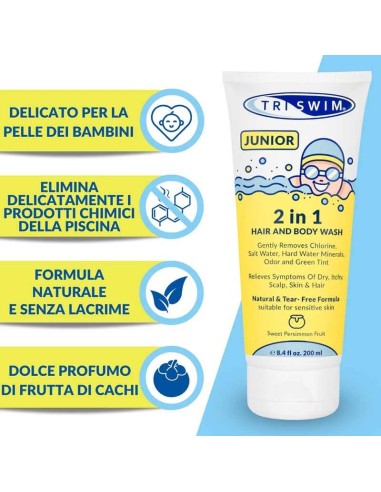 Bagnoschiuma Shampoo anticloro JUNIOR 2 in 1 Triswim