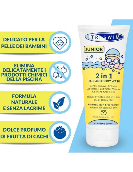 Bagnoschiuma Shampoo anticloro JUNIOR 2 in 1 Triswim