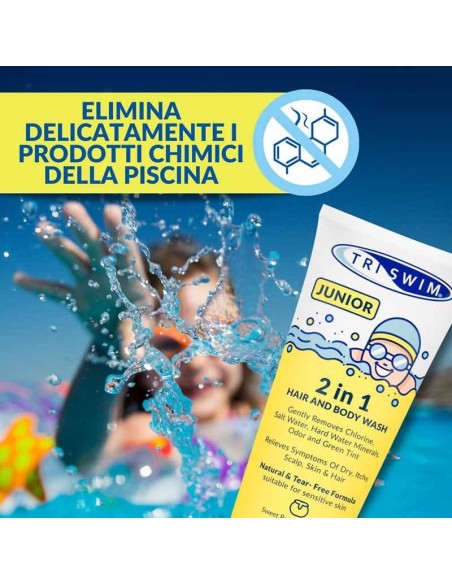 Bagnoschiuma Shampoo anticloro JUNIOR 2 in 1 Triswim