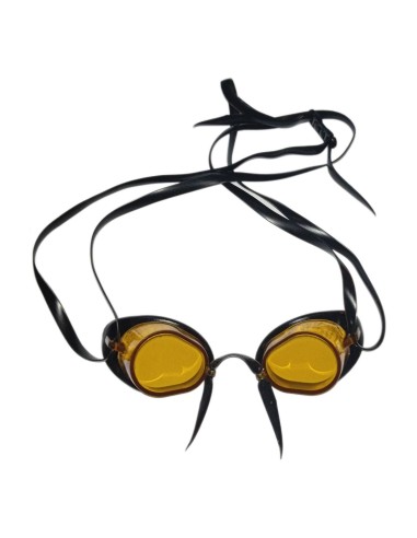 Occhialini svedesi gommati antiappannamento SwimmerWear con lenti ambra e cordino nero