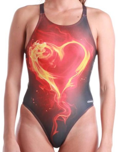 Costume Intero da Nuoto Allenamento Donna Cuore di Fuoco | Swimmershop