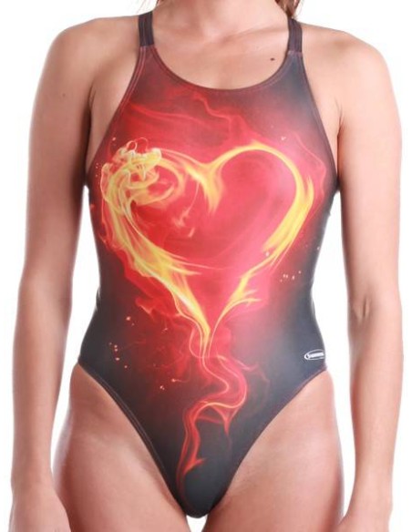 Costume Intero da Nuoto Allenamento Donna Cuore di Fuoco | Swimmershop